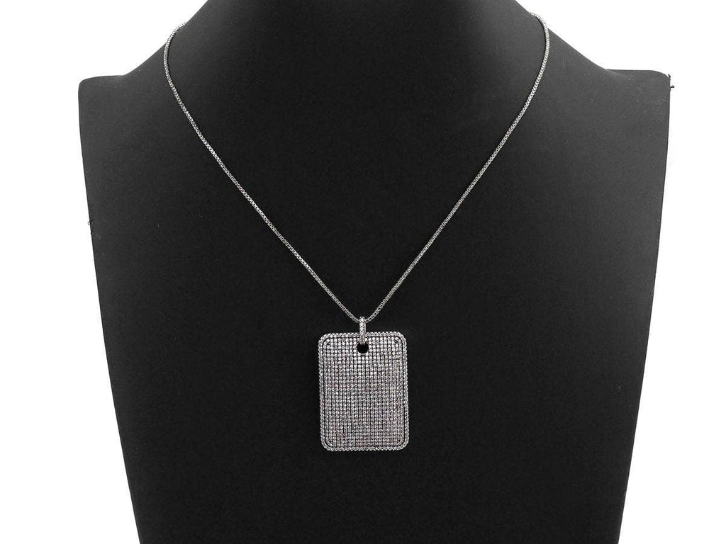 Antique Finish CZ Micro Pave Rectangle Pendant,Silver Tone, Clear Cz Big Pave Rectangle Charm Pendant,30x40mm,sku#F995
