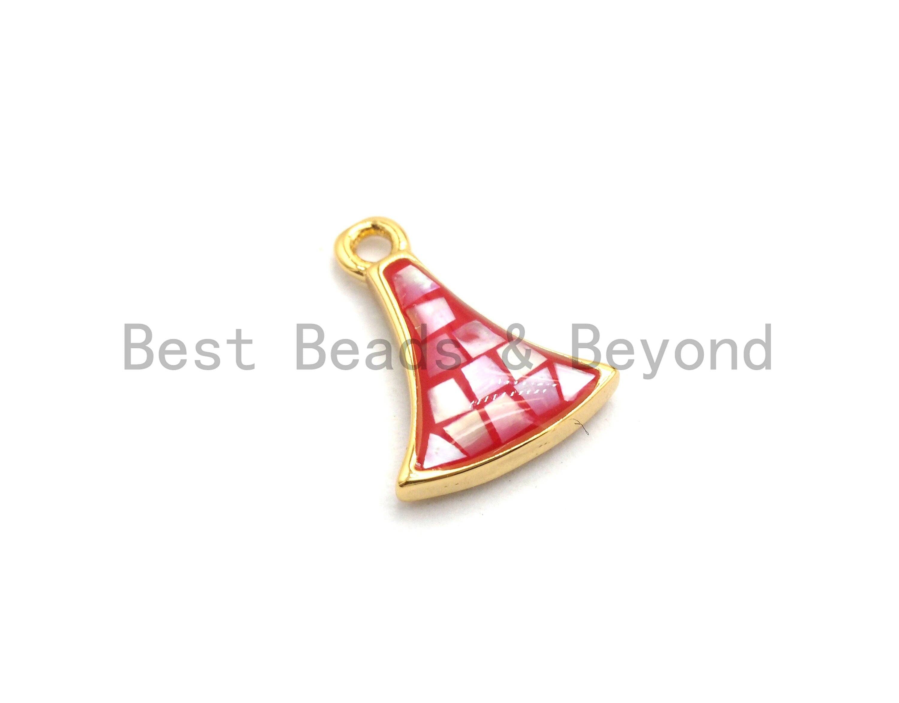 100% Natural Hot Pink Fan-Shaped Shell Pendant, Silver/Gold Plated,  Fuchsia Shell  Pendant, Natural Shell Findings, 9x12mm,SKU#Z305