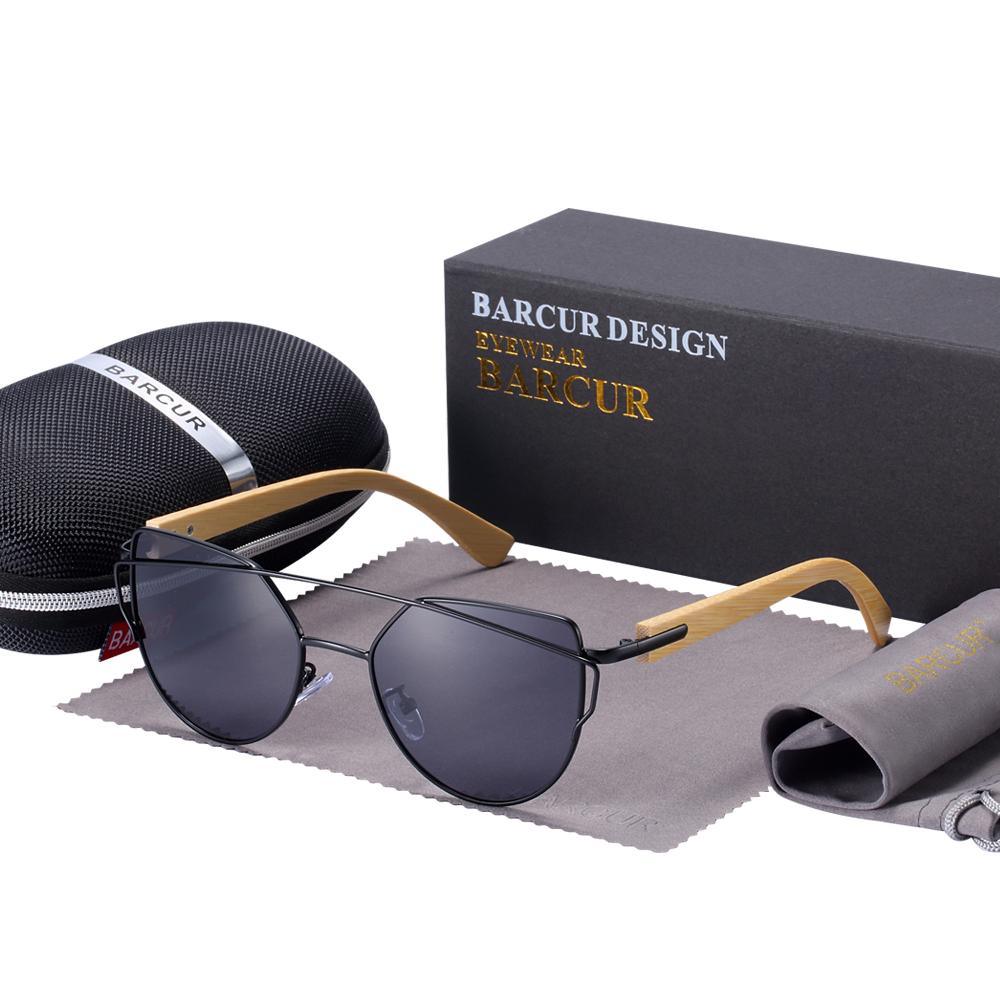 Lunettes de soleil pour femmes en bambou de haute qualité, surdimensionnées, polarisées, avec bambou naturel, élégantes et luxueuses, style œil de chat, style de luxe