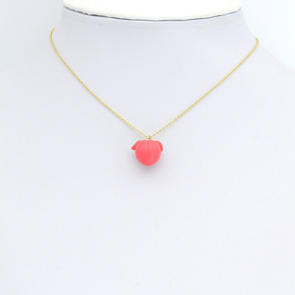 Cute Enamel Gold Pink Peach Charm Pendant, fruit charm, Sku#LK1243