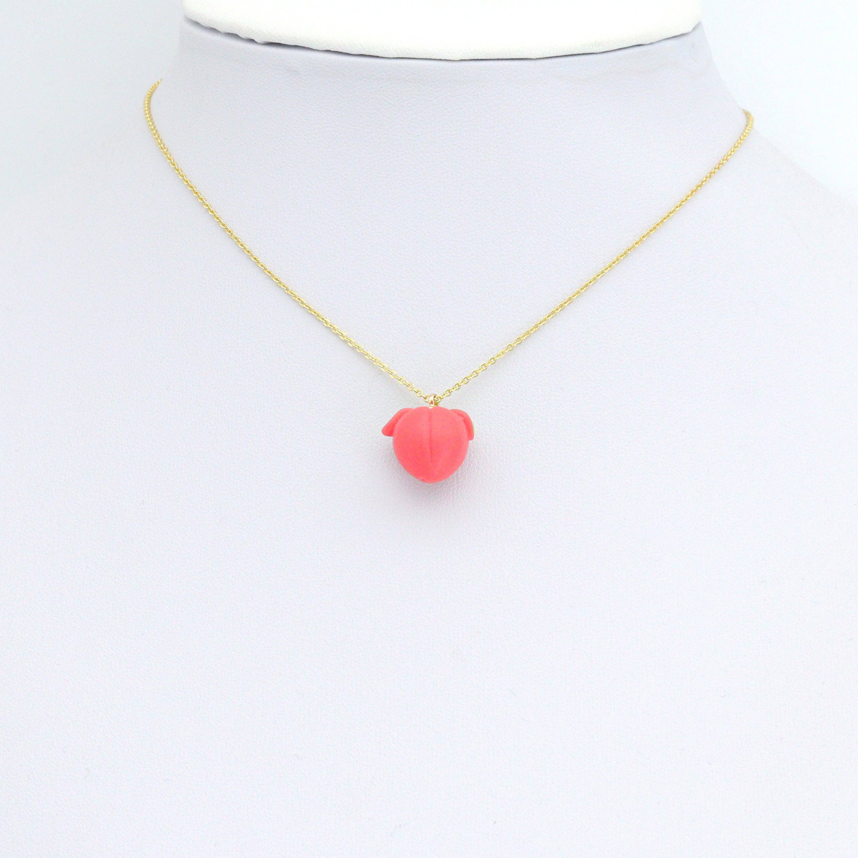 Cute Enamel Gold Pink Peach Charm Pendant, fruit charm, Sku#LK1243