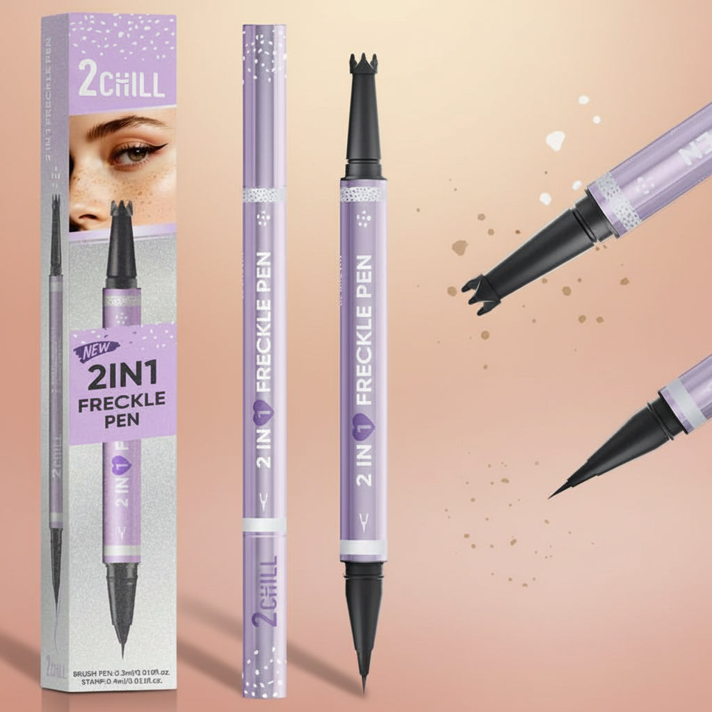 2CHILL 2-In-1 Dual Ended Microblading Freckle Pen & Freckle Stamp,Waterproof Microblading Freckle Maker with Precision Tip for Natural Freckle Makeup, Brows, Eyeliner, Last 24Hrs