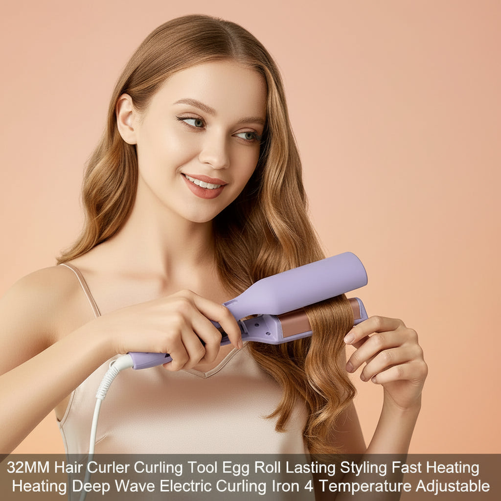 32MM Hair Curler Curling Tool Egg Roll Lasting Styling Fast Heating Deep Wave Electric Curling Iron 4 Temperature Adjustable