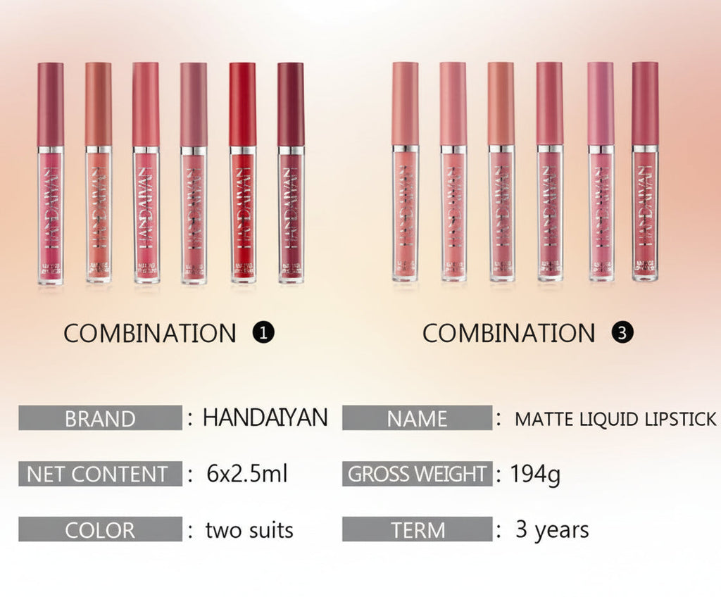 6Pcs Nude Matte Liquid Lipstick Set, Waterproof Long Lasting Non-Stick Cup Nude Lipstick 24 Hour Not Fade Matte Lipstick Professional Lip Gloss Makeup Christmas Gifts for Women (Set A)