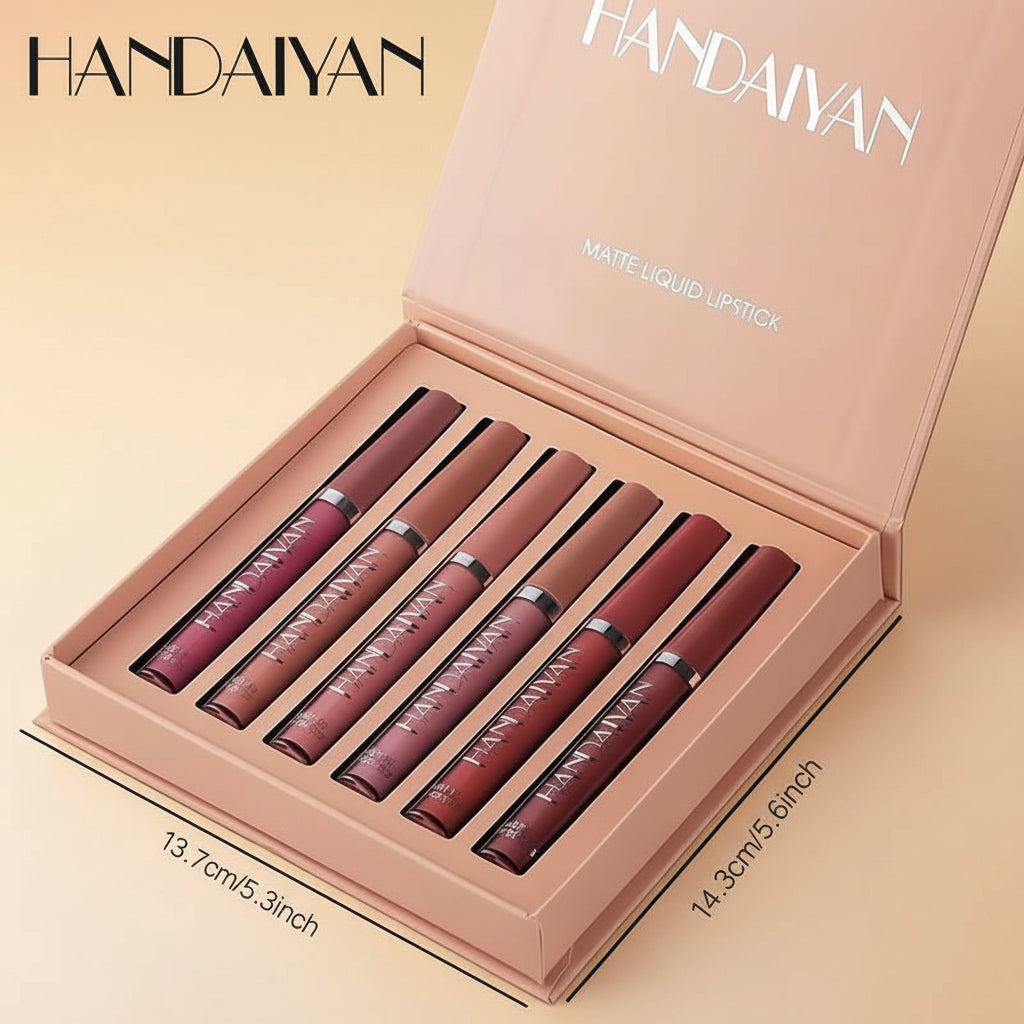 6Pcs Nude Matte Liquid Lipstick Set, Waterproof Long Lasting Non-Stick Cup Nude Lipstick 24 Hour Not Fade Matte Lipstick Professional Lip Gloss Makeup Christmas Gifts for Women (Set A)