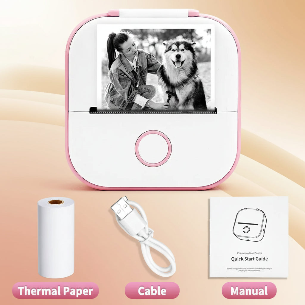 -Portable Mini Thermal Printer, T02 Pocket Label Printer, DIY Self-Adhesive Sticker Label Machine, Various Paper