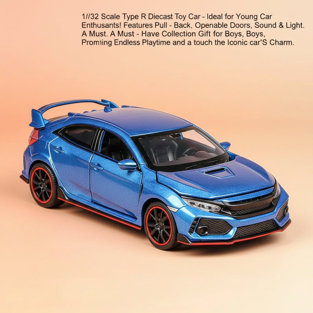 1/32 Scale Type R Diecast Toy Car - Ideal for Young Car Enthusiasts! Features Pull - Back, Openable Doors, Sound & Light. a Must - Have Collection Gift for Boys, Promising Endless Playtime and a Touch of the Iconic Car'S Charm.
