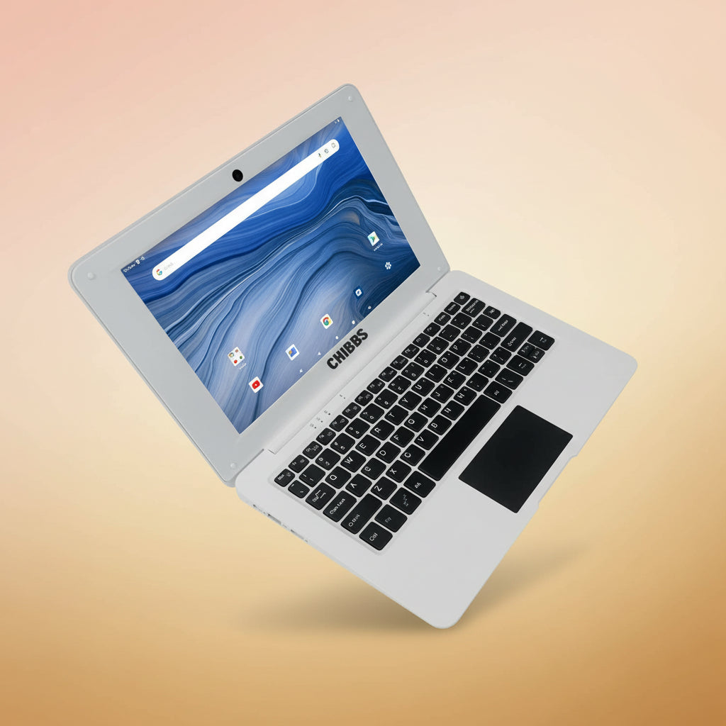 10.1" Inch Portable Kids Laptop Computer Powered by Linux-Android 12 OS, Bluetooth, Wi-Fi- White