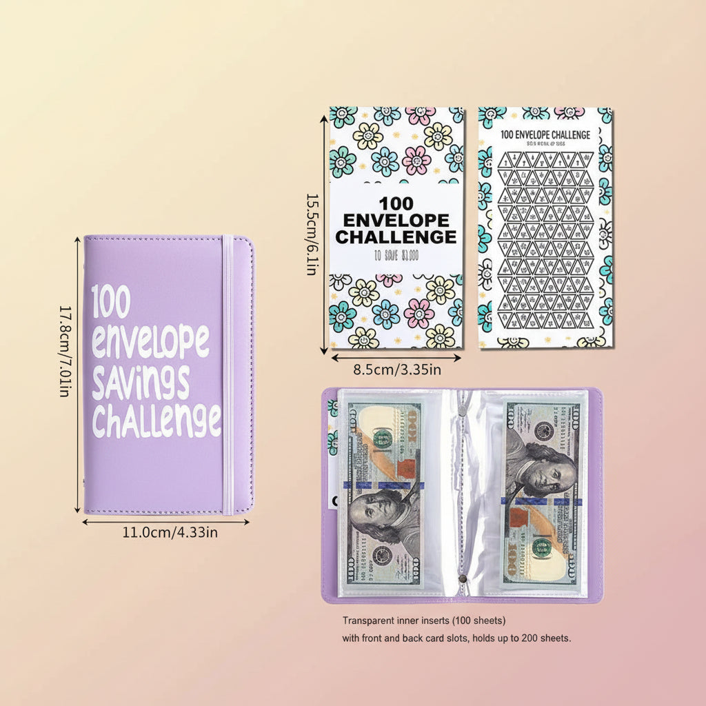 100 Days Saving Challenge Coin Envelope Budgetstorage Book - Binding Covers with Daily Savings Tracker,Habit-Forming System, and Cash Savings Goal of $5050Develop a Consistent Savings Habit