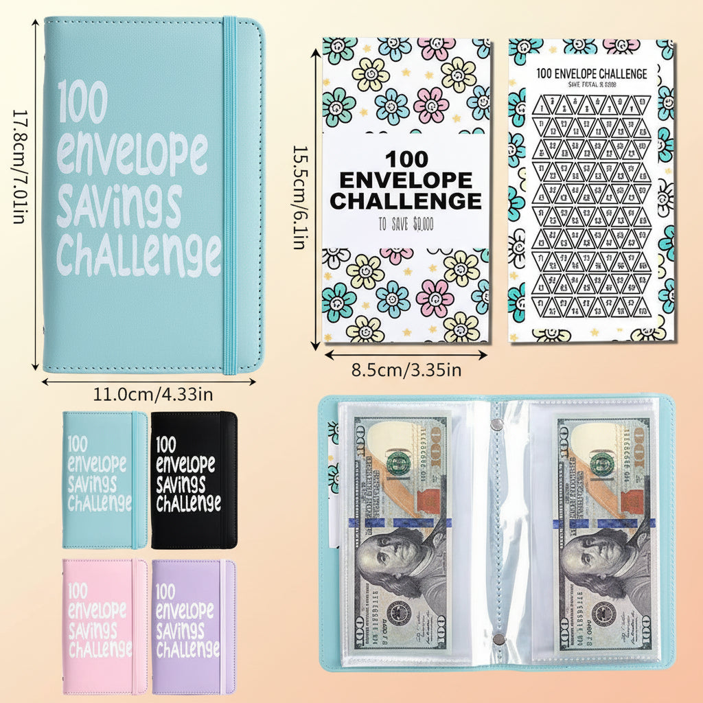 100 Days Saving Challenge Coin Envelope Budgetstorage Book - Binding Covers with Daily Savings Tracker,Habit-Forming System, and Cash Savings Goal of $5050Develop a Consistent Savings Habit