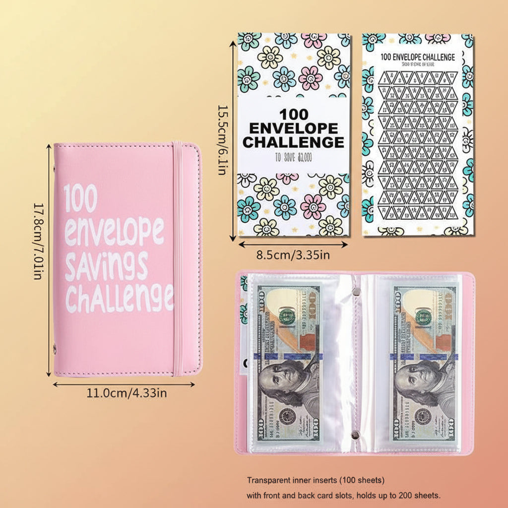 100 Days Saving Challenge Coin Envelope Budgetstorage Book - Binding Covers with Daily Savings Tracker,Habit-Forming System, and Cash Savings Goal of $5050Develop a Consistent Savings Habit