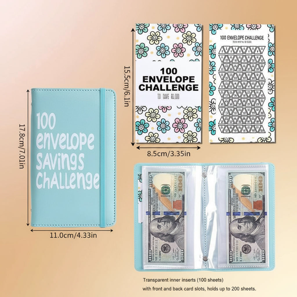 100 Days Saving Challenge Coin Envelope Budgetstorage Book - Binding Covers with Daily Savings Tracker,Habit-Forming System, and Cash Savings Goal of $5050Develop a Consistent Savings Habit