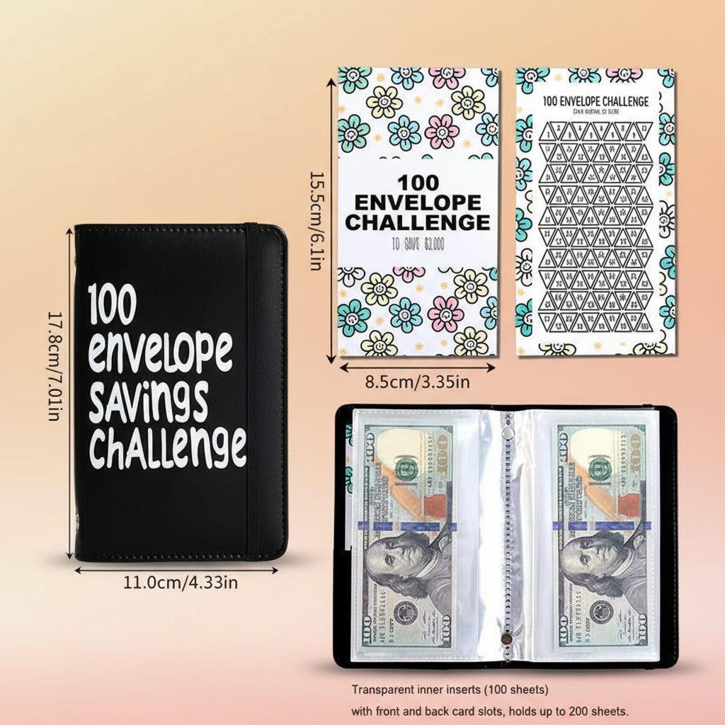 100 Days Saving Challenge Coin Envelope Budgetstorage Book - Binding Covers with Daily Savings Tracker,Habit-Forming System, and Cash Savings Goal of $5050Develop a Consistent Savings Habit