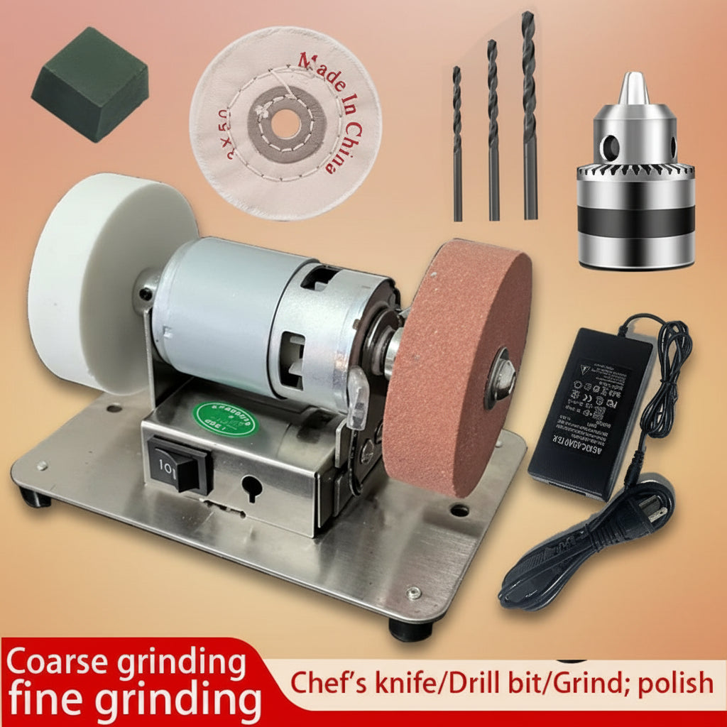 100W Double Grinder Machine Artifact Table Grinder Motor Micro Coarse and Fine Polishing Electric Grinding Wheel Grindig Stone