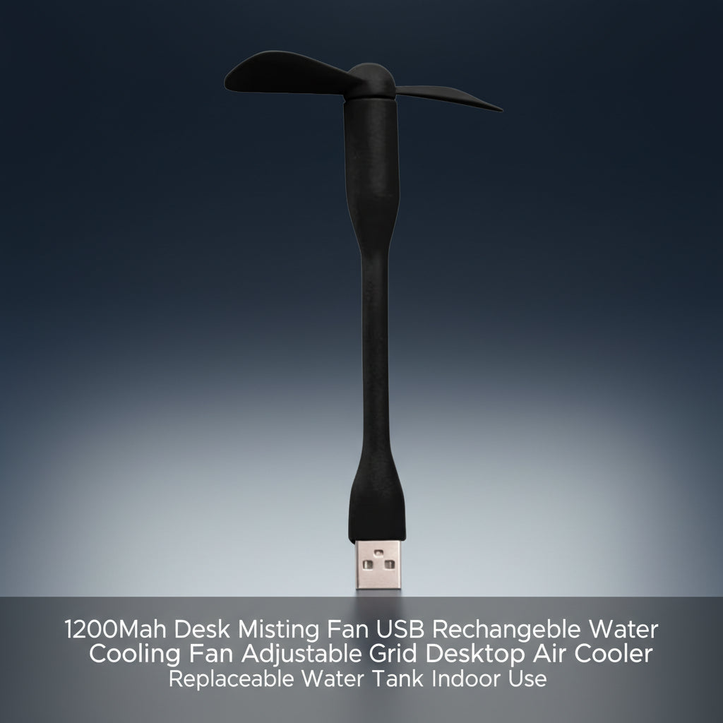 1200Mah Desk Misting Fan USB Rechargeable Water Cooling Fan Adjustable Grid Desktop Air Cooler Replaceable Water Tank Indoor Use