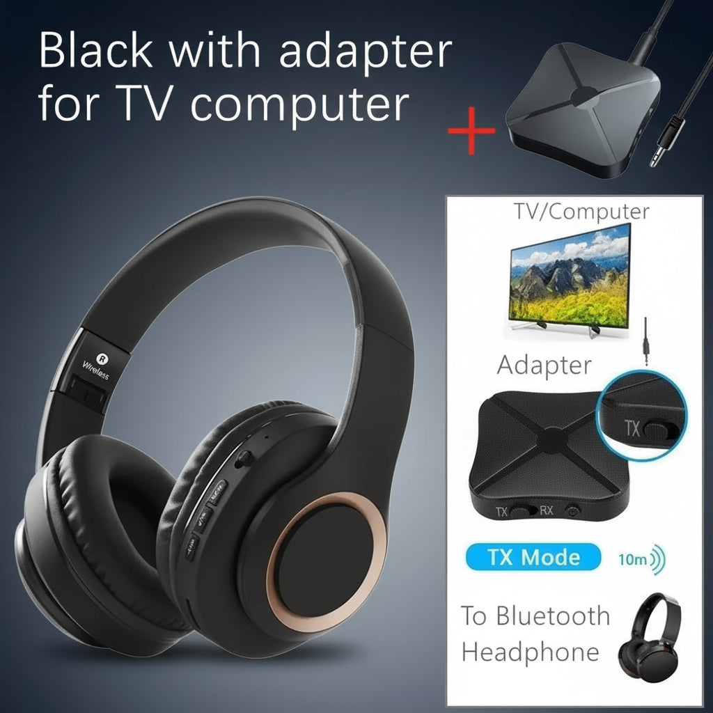15 Hours Play Wireless Headset Bluetooth Television Headphone with Mic,Bluetooth Adapter Built-In Battery,For TV Computer
