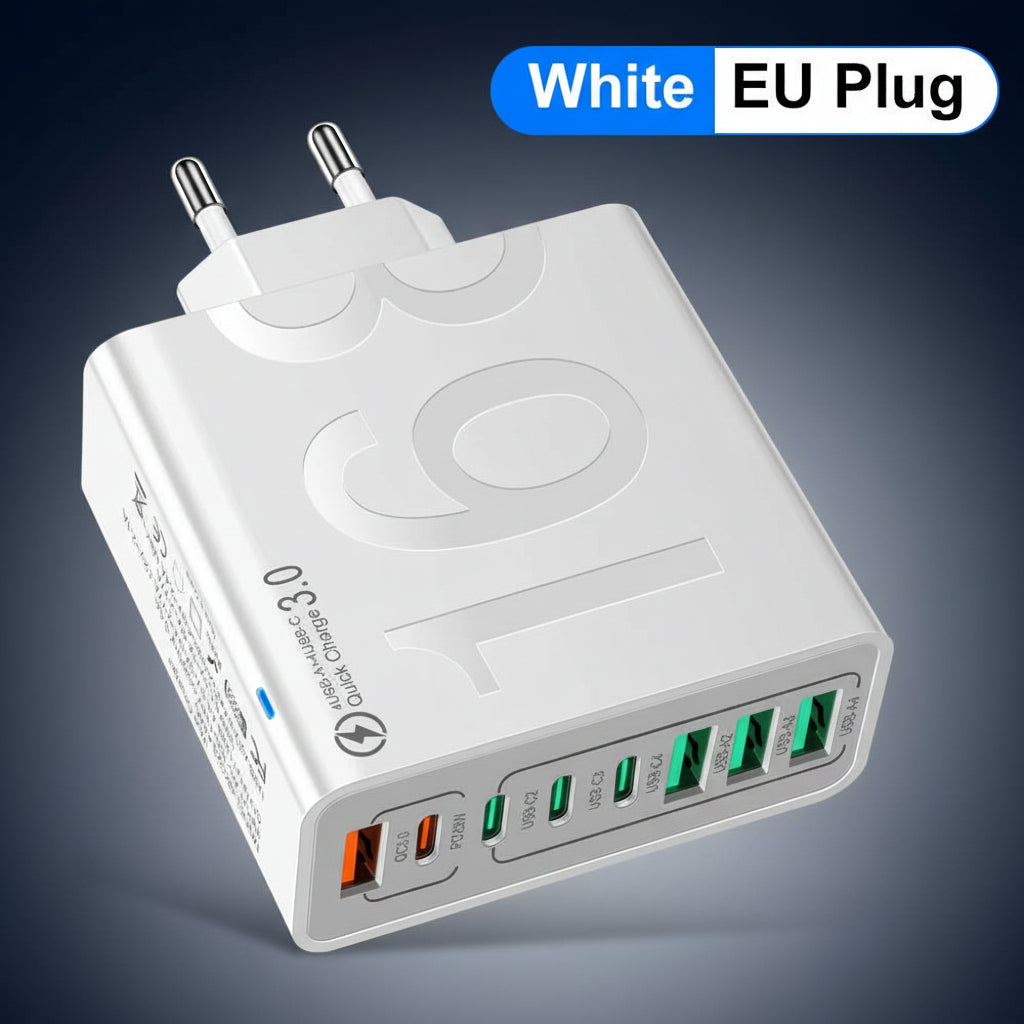 150W Multi Ports USB Charger Fast Charging Wall Adapter for Xiaomi Iphone Samsung Huawei PD Type C Travel Charger EU/US/KR Plug
