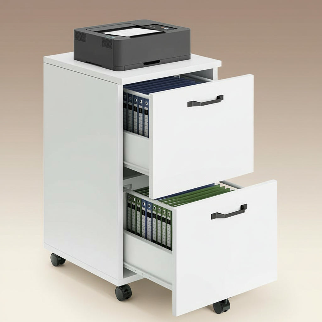 2-Drawer File Cabinet,Rolling File Cabinet with Locking Casters,2 Drawer Storage for A4 & Letter Size,Mobile Organizer for Home Office and Dorm Room
