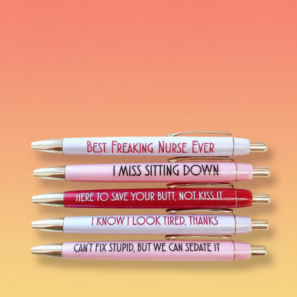 2025 New 5Pc Funny Nurse Pens Set Inspirational Ballpoint Pen,Novelty Pen Set Novelty Pen Stationery Supplies for Student Doctor