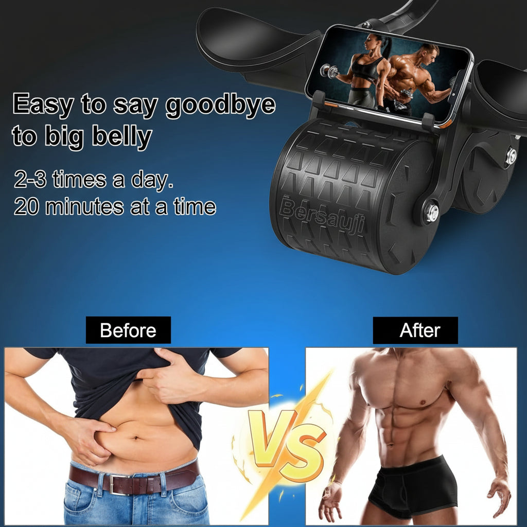 2025 New Ab Roller Wheel with Knee Mat &Timer, Automatic Rebound Abdominal Wheel, Ab Abdominal Exercise Roller with Elbow Support, Abs Workout Equipment Ab Exercise Roller for Women Men