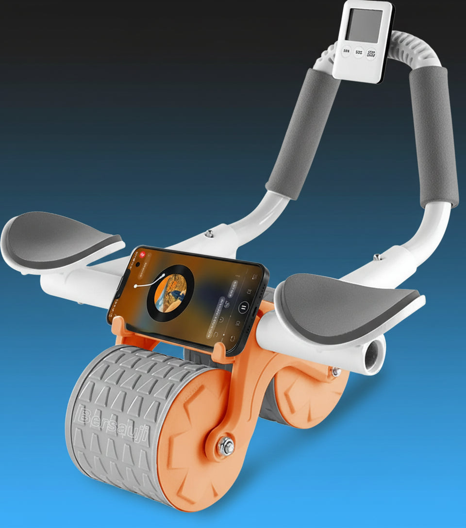 2025 New Ab Roller Wheel with Knee Mat &Timer, Automatic Rebound Abdominal Wheel, Ab Abdominal Exercise Roller with Elbow Support, Abs Workout Equipment Ab Exercise Roller for Women Men