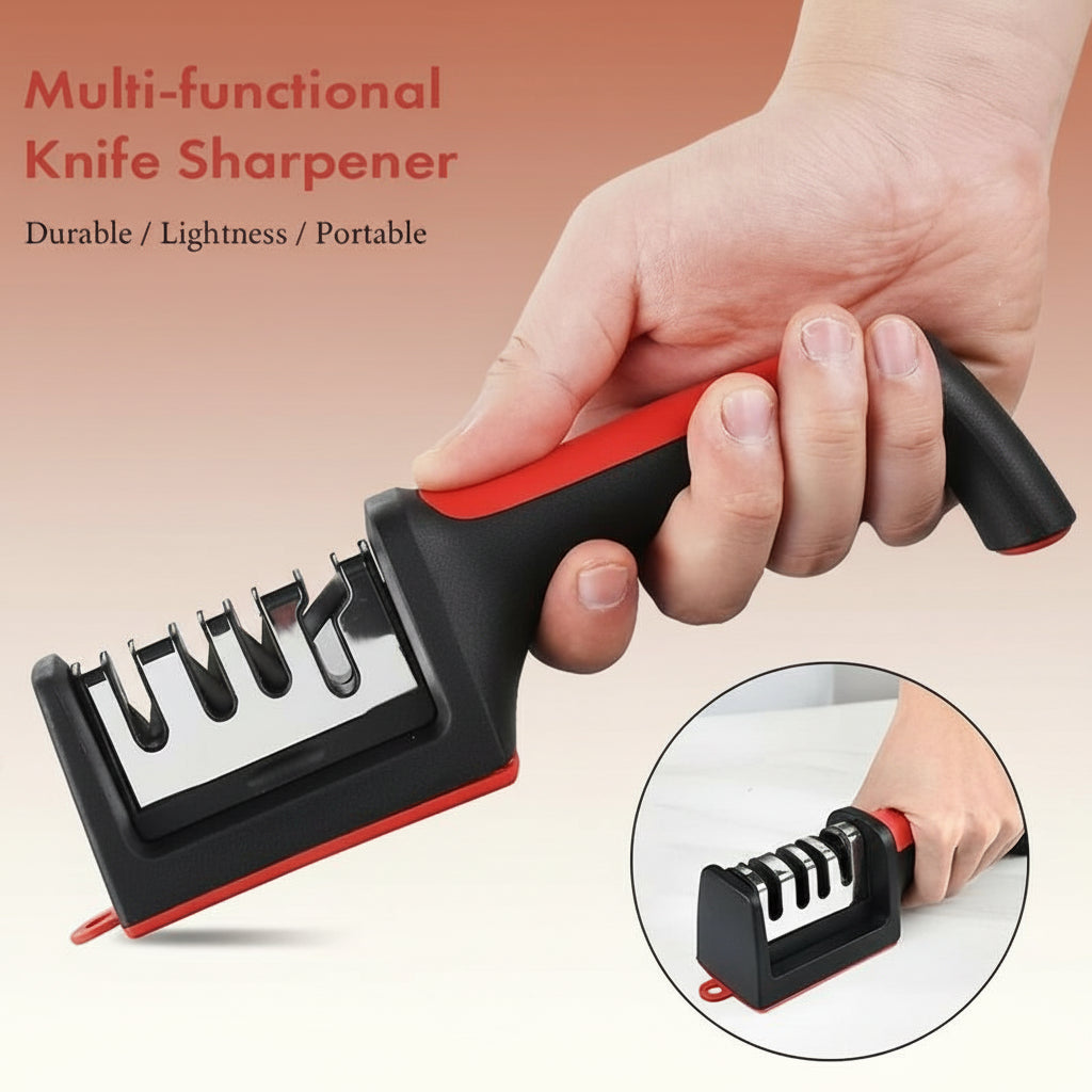 4-Stage Professional Kitchen Knife Sharpener - Knife Sharpener Helps Repair, Restore, Polish Blades and 4 Stage Sharpening Slots