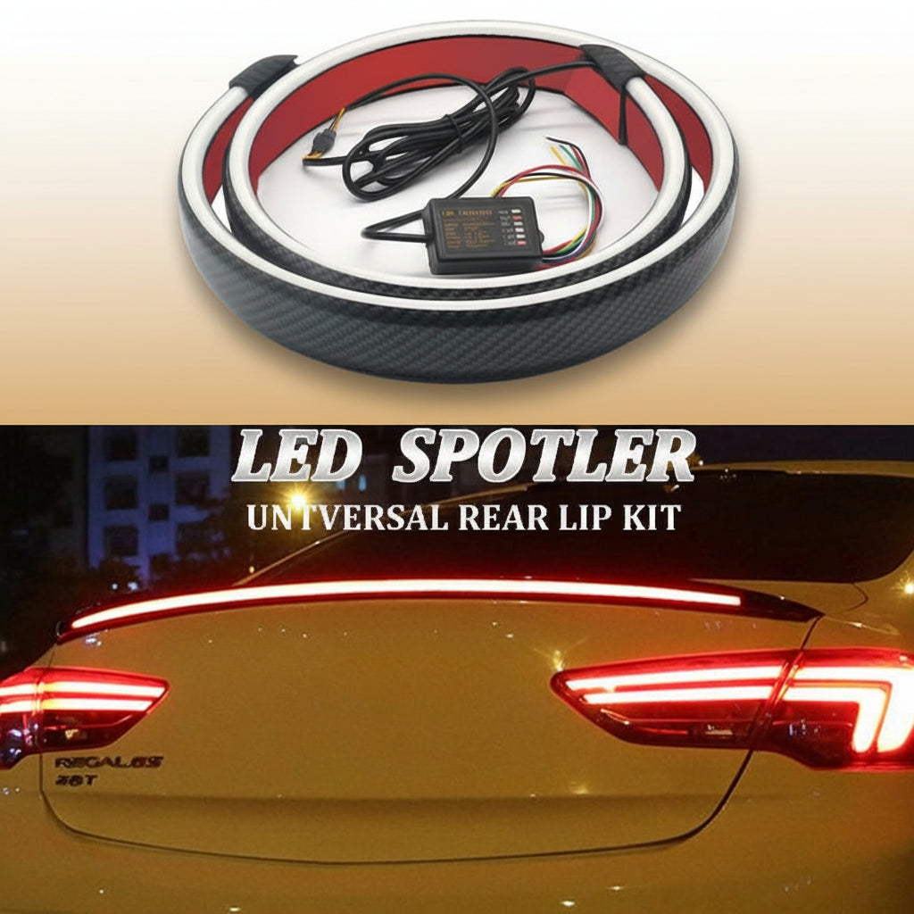 47-51In Dynamic White Yellow Carbon Fiber LED Spoiler Light Car Trunk Spoiler Roof Lip Kit Car Rear Spoiler Light Strip 12V