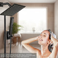 6/8"High Pressure Square Rainshower Head and 2-In-1 Handshower.Equipped with 78"Hose, 3Way Diverter Valve,Adhesive Showerhead Holder New Shower Rainfall Water Flow Stainless Steel Installation