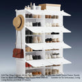 6/8-Tier Shoe Cabinet, 24/32-Tier Capacity, with Side Hooks, Sturdy Metal Frame, and Black and White Plastic Panel Shelves. Suitable for Entryways, Living Rooms, and Walk-In Closets