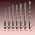 7 Count Masonry Drill Bit Set with Industrial Carbide Tip, Sawtooth Eccentric Design, Ideal for Drilling Tiles, Ceramics, Glass, Marble, Concrete, Stainless Steel.