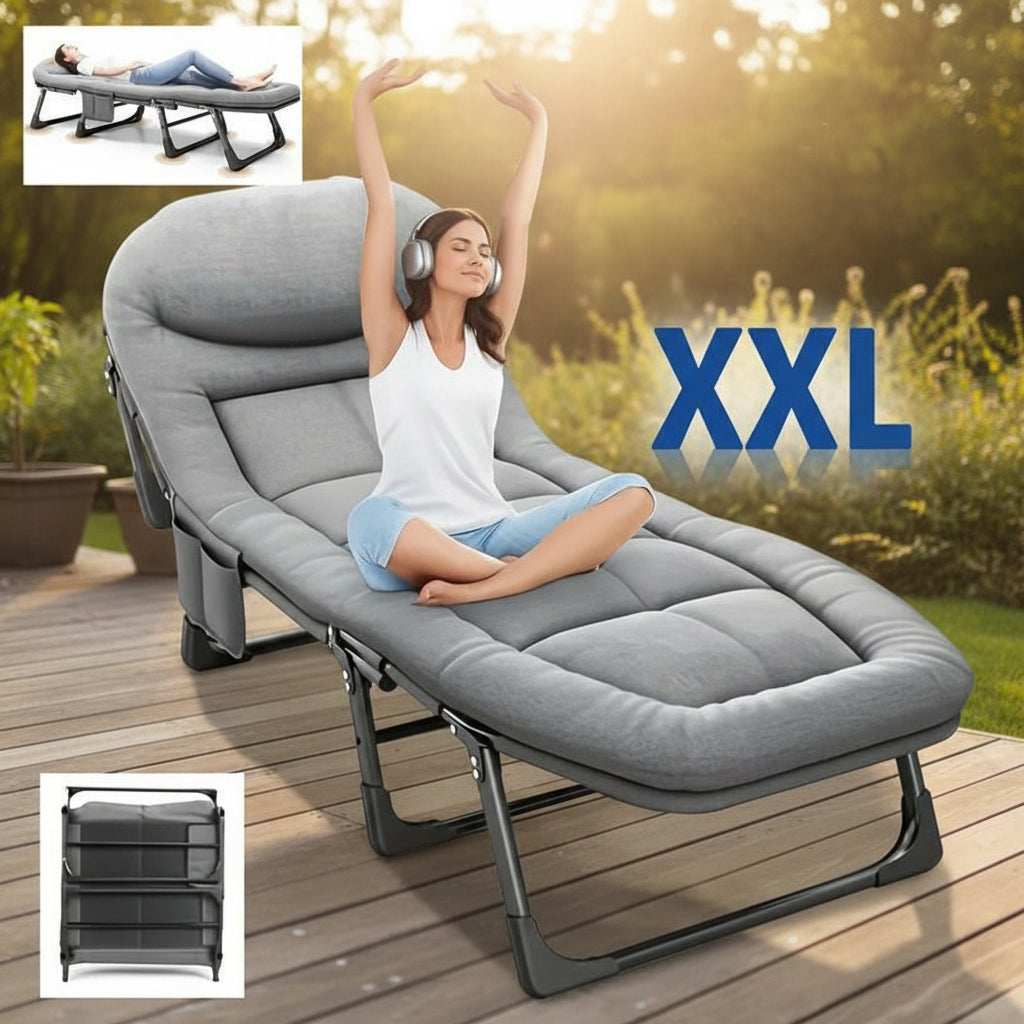 71-79 Inch Portable Folding Camping Bed with Adjustable Backrest, Heavy-Duty Frame, Suitable for Sleeping, Travel, Office, Indoor and Outdoor Use, Strong Load-Bearing Capacity