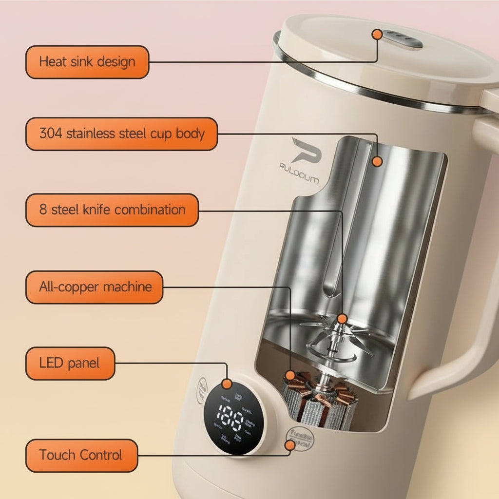 8-In-1 Multifunctional Automatic Nut Milk Machine&Coffee Maker, 27Oz Auto Self-Cleaning, Baby Food, Delay Start, Keep Warm, Boil Water – Stainless Steel, White,Soy Milk Maker for Homemade Almond, Oat, Coconut, Juice, Milkshake, Grains, Creamy Soup,Gifts