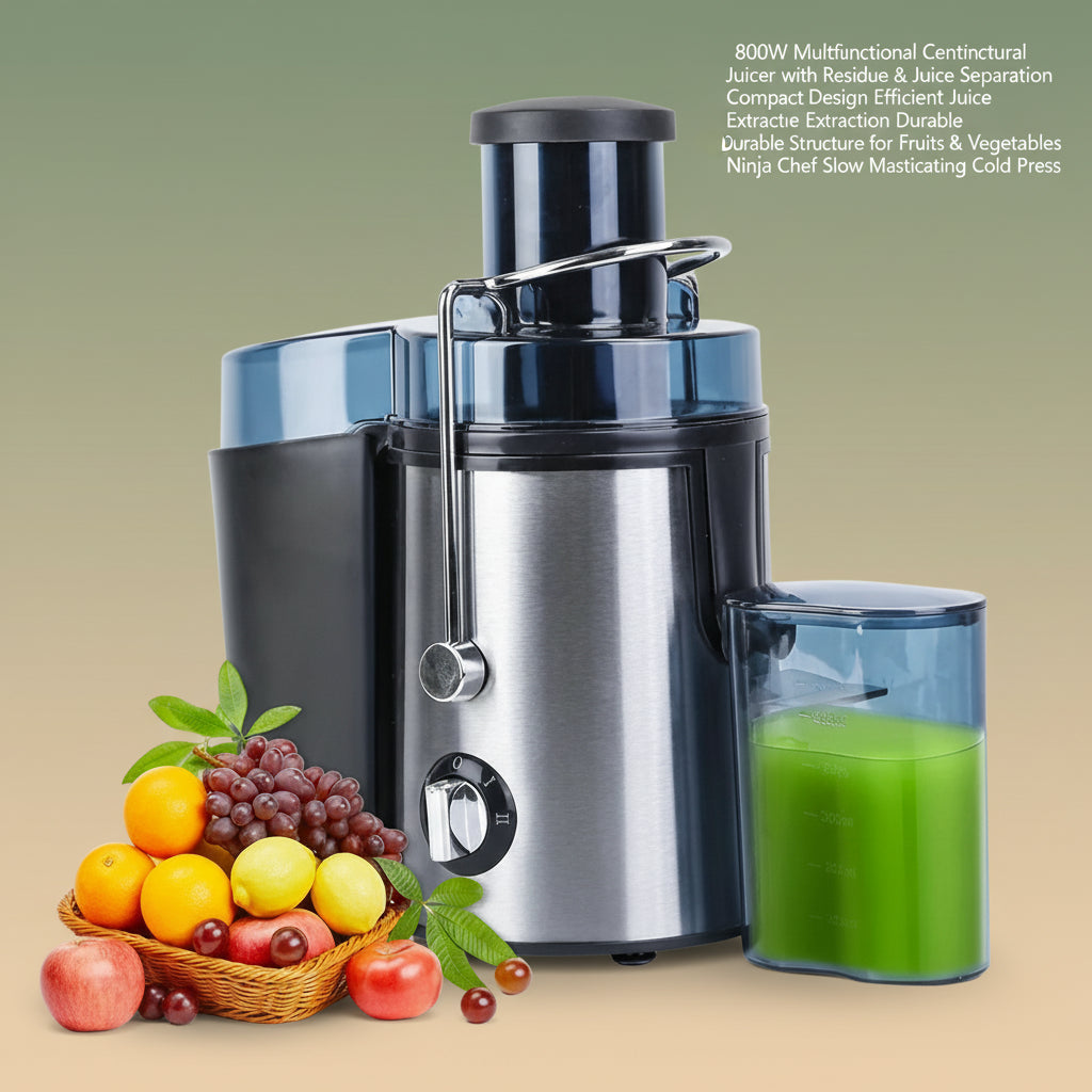 800W Multifunctional Centrifugal Juicer with Residue & Juice Separation Compact Design Efficient Juice Extraction Durable Structure for Fruits & Vegetables Ninja Chef Slow Masticating Cold Press