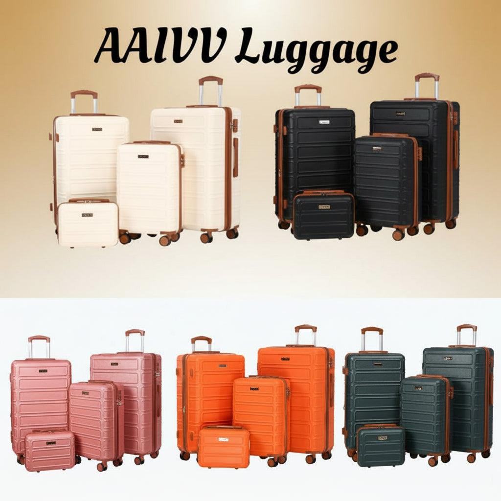 AAIVV 4Pcs Luggage Sets with TSA Locks-Suitcasefor Travel, Hardshell Luggage TSA Lock Spinnerwheels Hardshell Lightweight.