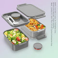 Adult Lunch Box Kids 3 Layers Stackable,Bento Lunch Box 72Oz Large Capacity Leak-Proof with Sauce Containers for Work,School,Outside Tableware Grey