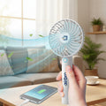 Airbro FHA-30 Handheld Portable Fan with 2600Mah Power Bank, 6-Blade Design, 3 Adjustable Speeds, and Charging Dock - Frosted White