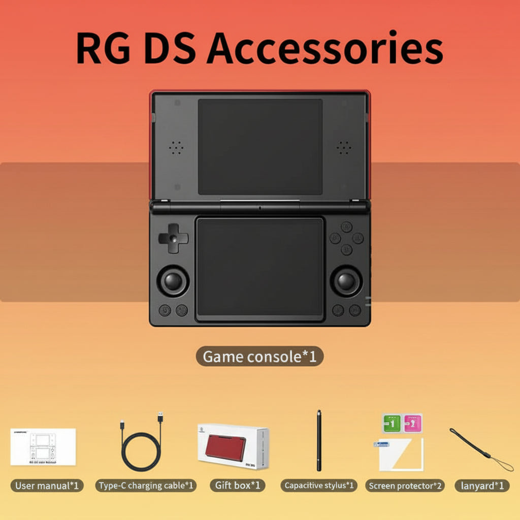 ANBERNIC RG DS Handheld Game Console 4" IPS Dual Screen Android 4000Mah RGDS Flip Video Games Player Supports Rixelhk Wifi Streaming Retro Dual-Screen Flip-Style Gaming Console