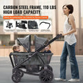 All-Terrain Stroller Wagon, 2 Seats Foldable | Expedition 2-in-1 Collapsible Wagon Stroller, Includes Canopy, Parent Organizer, Snack Tray Cup Holders | 55lbs For Single Seat | Dark Grey Black - # BAGEG11010009