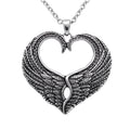 Angel Wings Heart Pendant Necklace Sterling Silver Plated