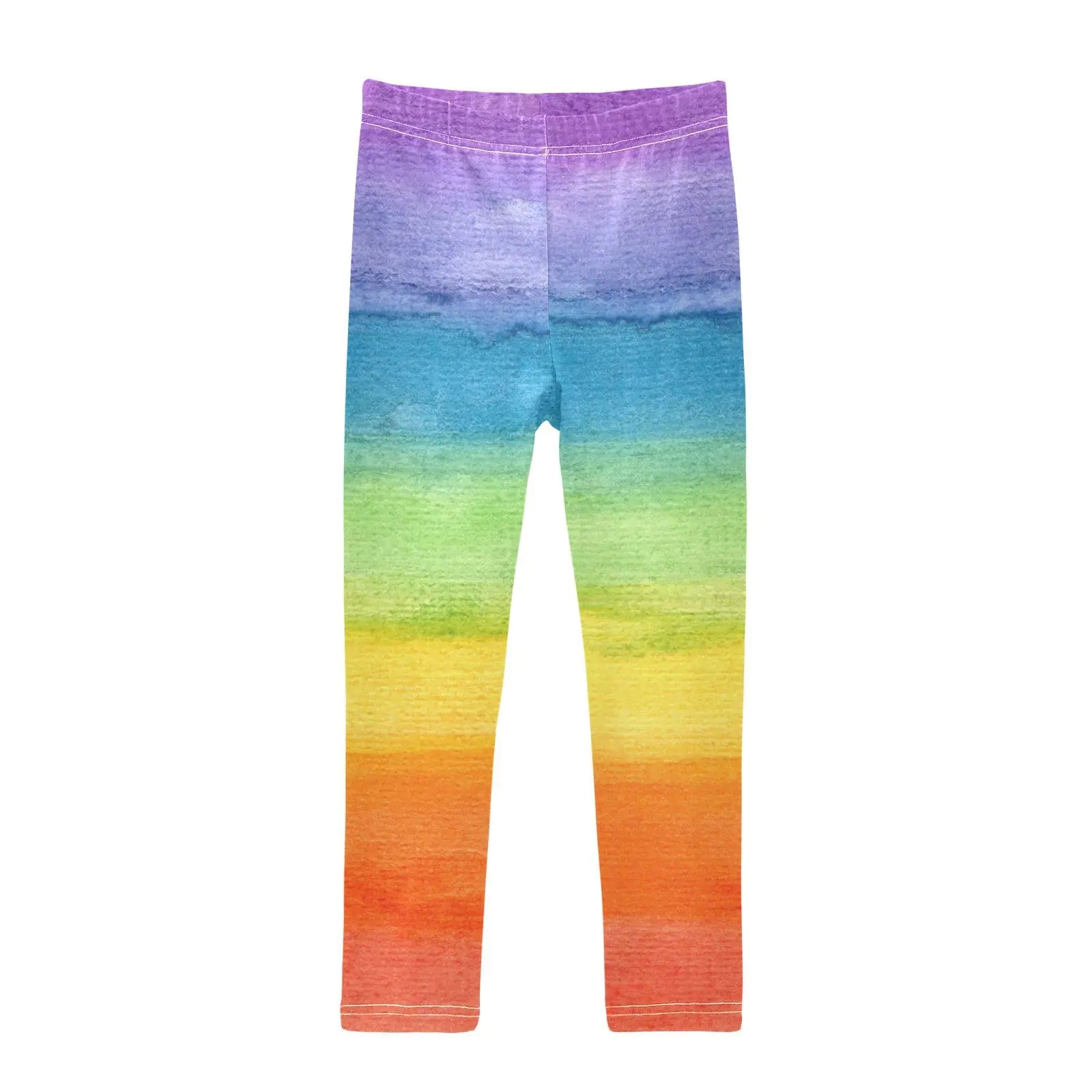 Aslsiy Girls Leggings Colorful Striped Rainbow Toddler Stretch Tights Pants Full Length Yoga Dance Pants-4T - # GIAA21410009