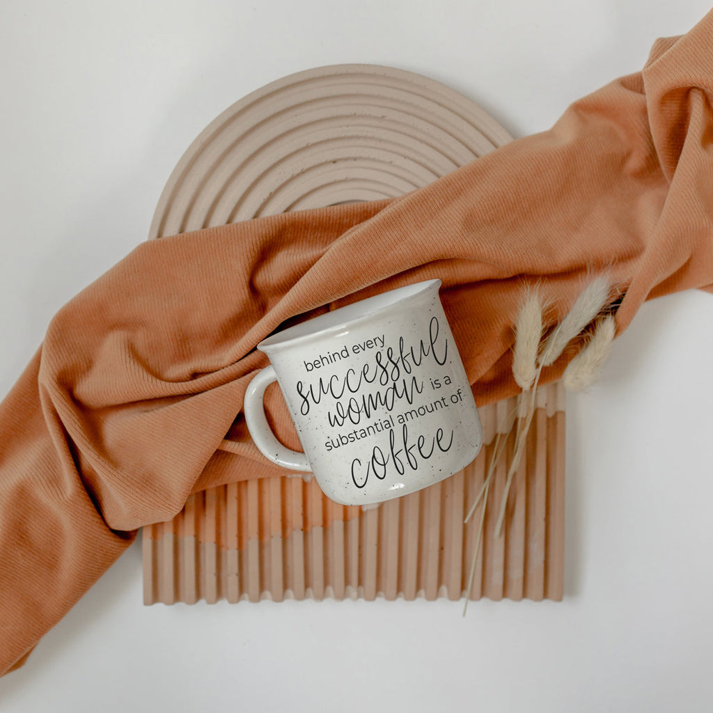 Successful Woman 14.5oz Ceramic Campfire Mug Double-Sided White Sesame Glaze