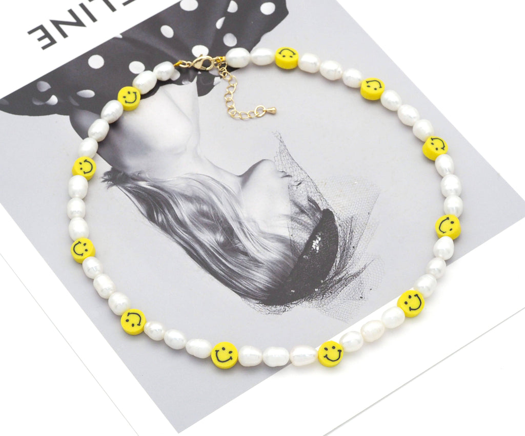 Smiley Face Natural Pearl Necklace, sku#EF237