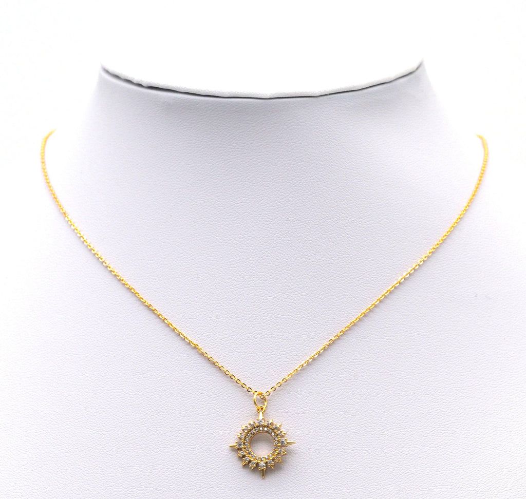 Gold CZ Pave Hollow out North Star Charm, Sku#Y739
