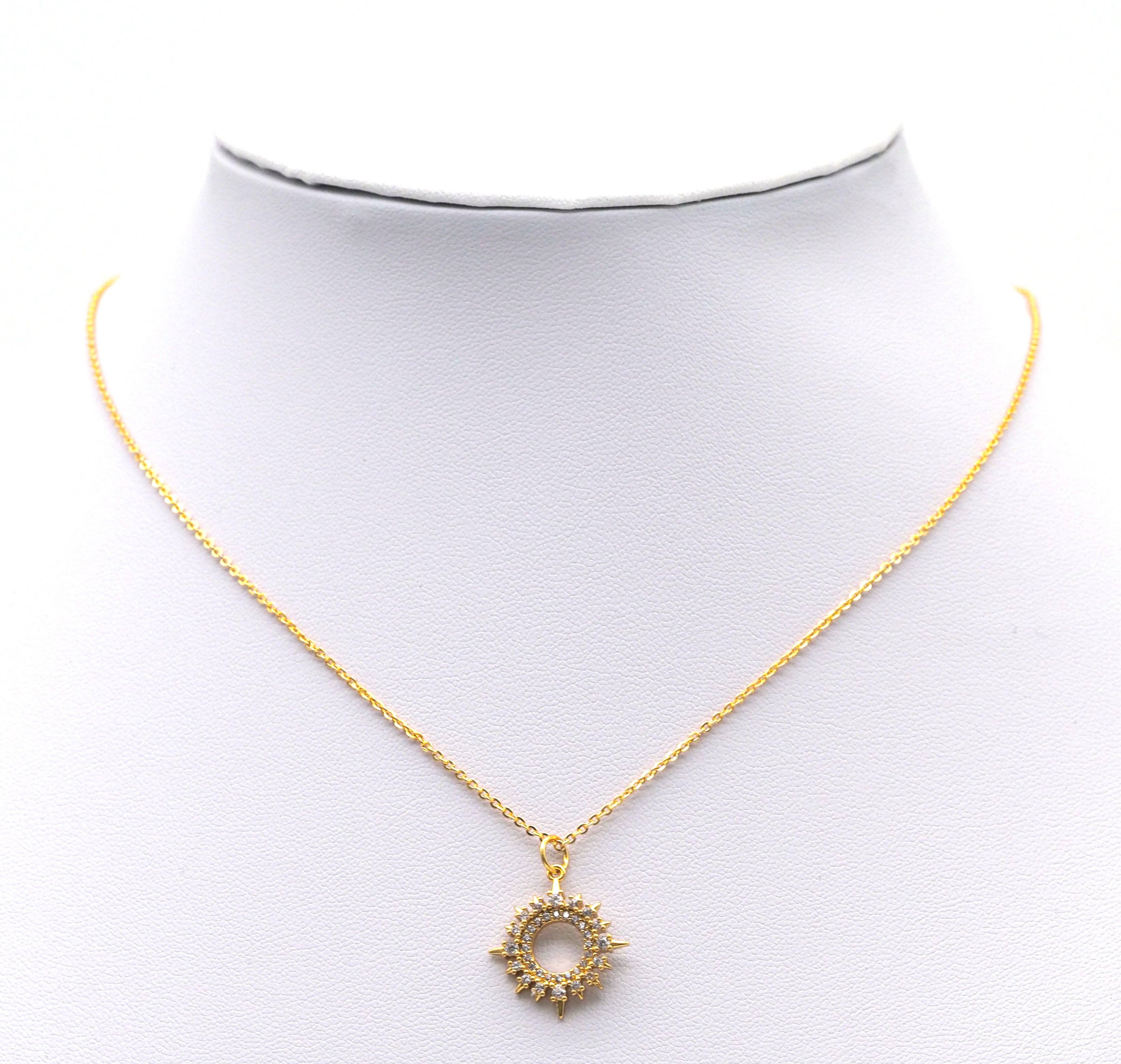 Gold CZ Pave Hollow out North Star Charm, Sku#Y739