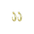 Gold Silver CZ Cresent Moon Star Hoop Earrings, Sku#LX637