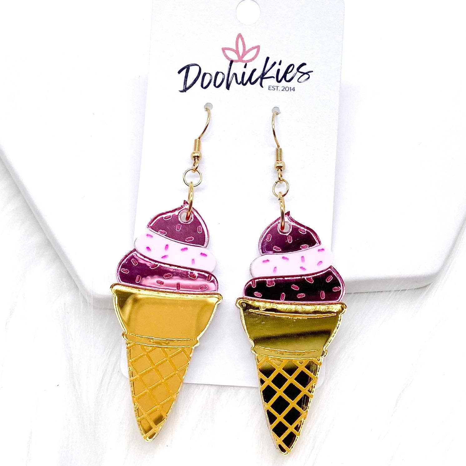 Ice Cream Cone Acrylics -Summer Earrings