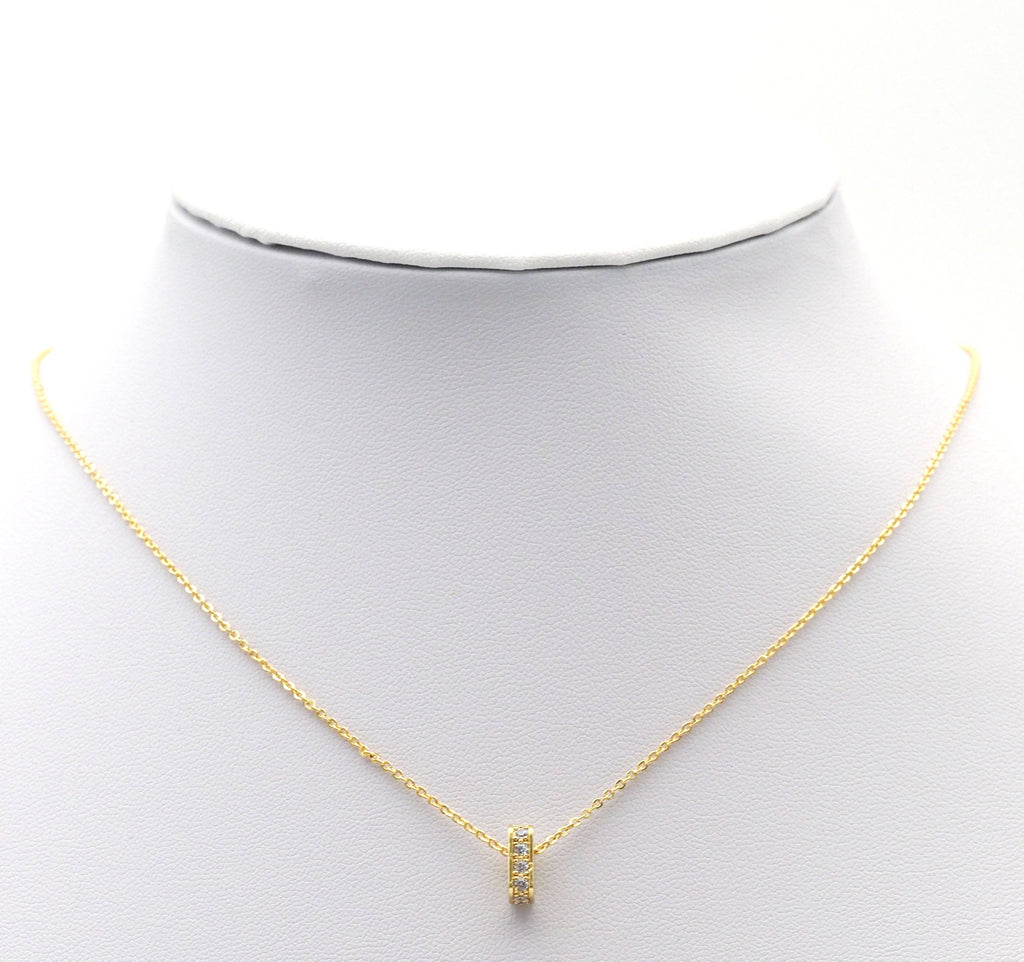 CZ Gold Silver Rectangle Spacer Large Hole Beads, Sku#Z1468
