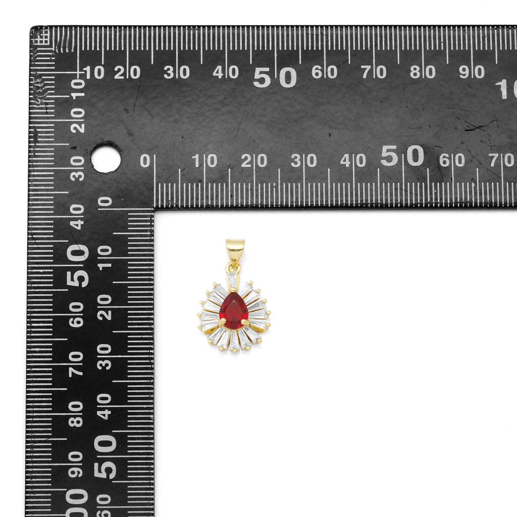 Colorful Big Crystal Stone Teardrop Charm, Sku#LX322