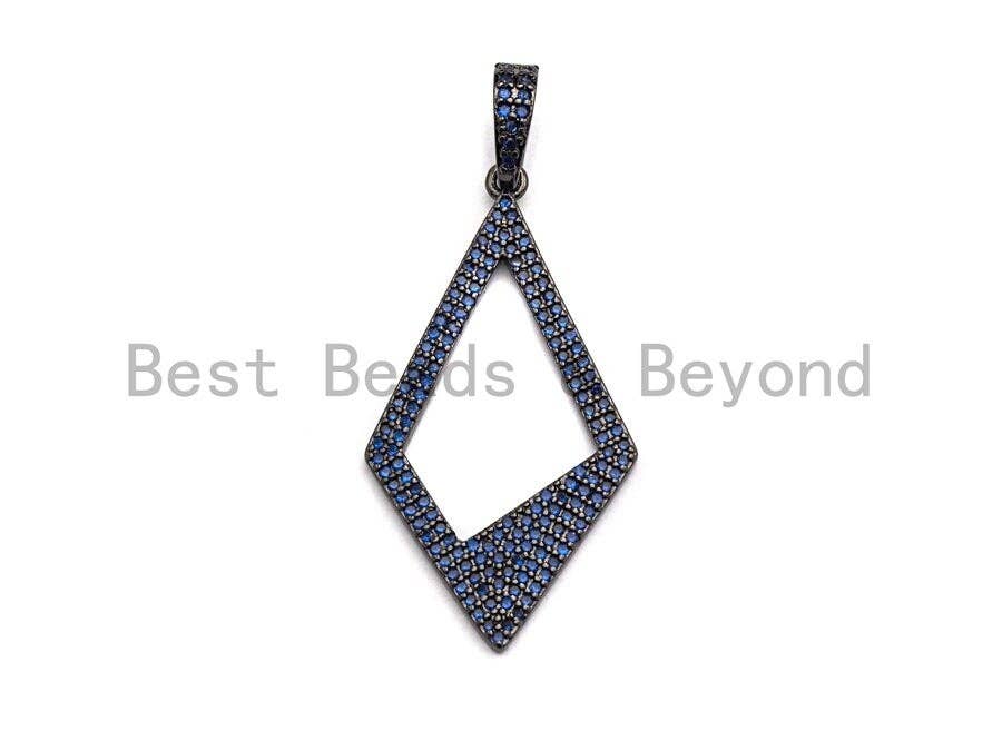 CZ Micro Pave Hollow out Rhombus Shape Pendant, Rhombus Frame Shape Pendant Charm, Earrings Necklace Bracelets Making Charm,20x45mm, sku #X4