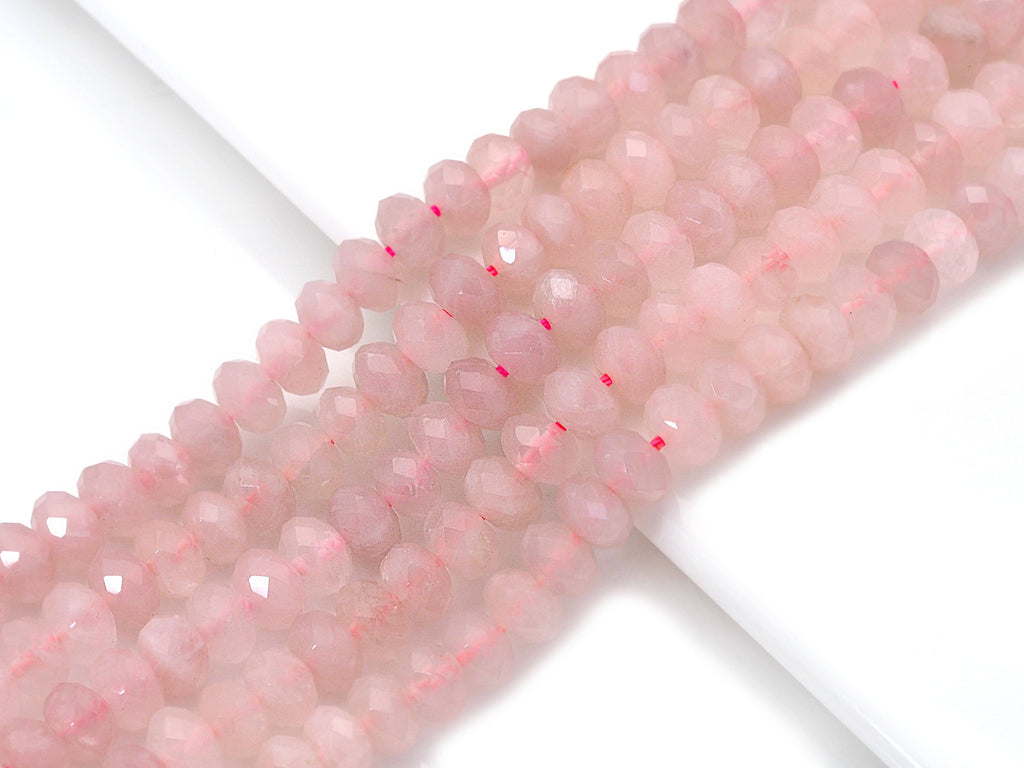 Genuine Quality Rose Quartz Rondelle Faceted Beads, 4x6mm/5x8mm, Sku#UA301